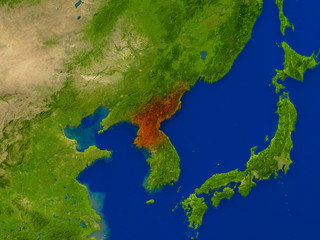 North Korea from space in red © harvepino