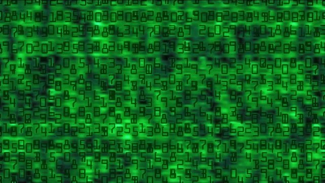 Green Digital Counter  Background on Transparent Backgrouns-   Looping Video Footage with Alpha Channel