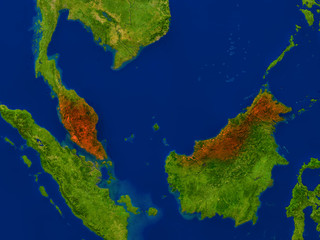 Malaysia from space in red © harvepino