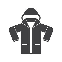 Silhouette illustration of snowboarding or skiing anorak. Sport jacket vector icon. Active lifestyle outerwear in outline design. © krugli