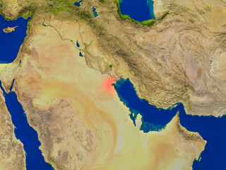 Kuwait from space in red
