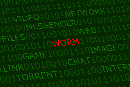 worm, red alert among user activities terms on green digital bac