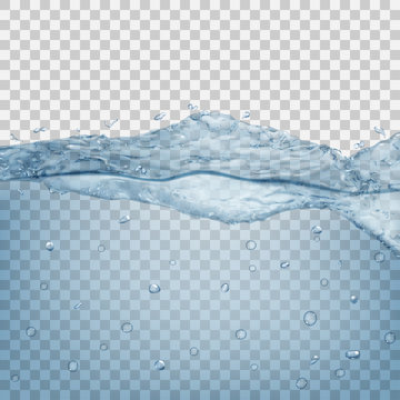 Transparent water wave in light blue colors. Transparency only in vector file