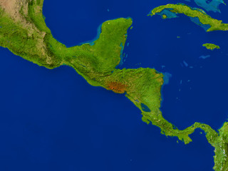 El Salvador from space in red