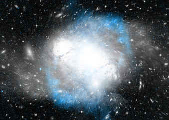 Stars, dust and gas nebula in a far galaxy