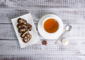 chocolate salami with earl grey tea