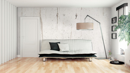 Modern bright interior . 3D rendering