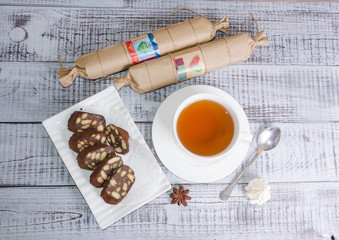 chocolate salami with earl grey tea