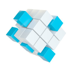 Abstract cube assembling from blocks