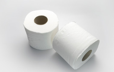 roll of toilet paper on white background