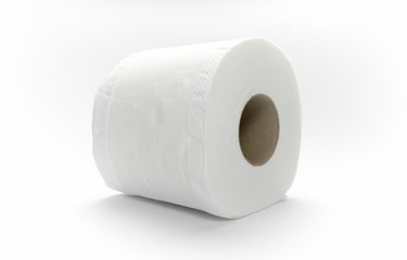 roll of toilet paper on white background