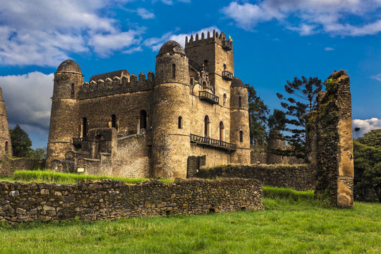 Ethiopia, Gondar (Gonder). Royal Enclosure (Fasil Ghebbi) - Fasilides castle (Fasil Gemb). Royal Enclosure is on UNESCO World Heritage List