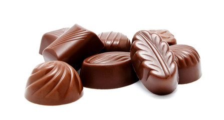 Assortment of chocolate candies sweets isolated