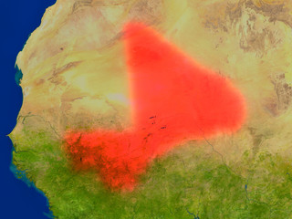 Mali from space in red