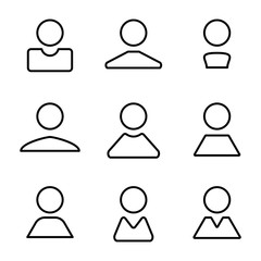 abstract avatar human user flat full line icons set