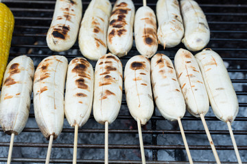 Close up the Roasted banana