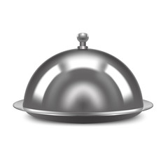 Realistic Metal Shiny Restaurant Cloche. Vector