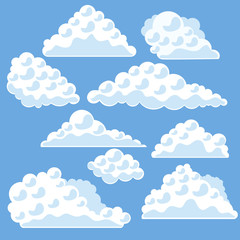 Cartoon Clouds on The Blue Sky. Vector