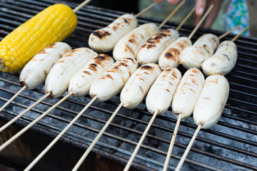 Close up the Roasted banana
