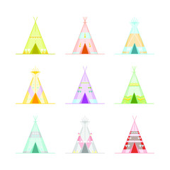 Cartoon Wigwams or Tepees Icons Set. Vector © bigmouse108