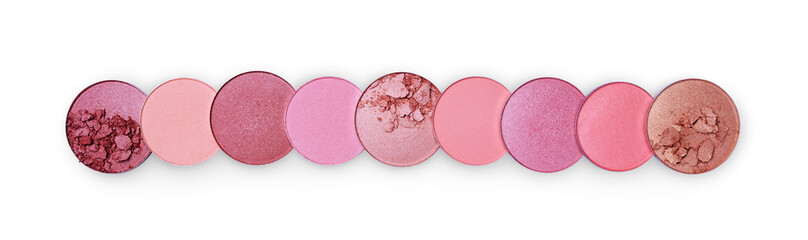 Different shade of crashed blush in a row