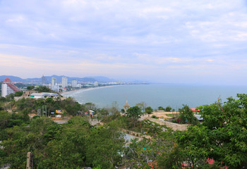 Fototapeta premium Hua hin landscape city view on the afternoon sun light, Landscape of Hua hin city view