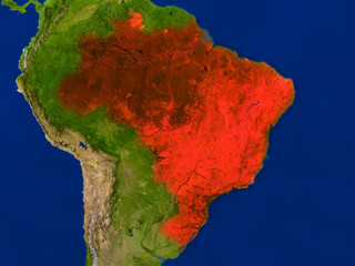Brazil from space in red