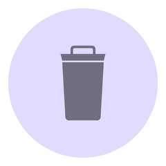 Bin icon - Flat design, glyph style icon - Gray enclosed in a circle