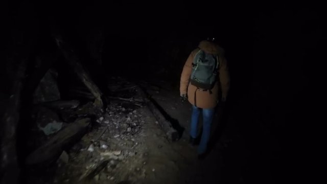 a guy with a torch goes to the cave