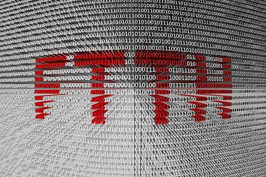 ftth in the form of binary code, 3D illustration