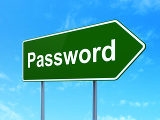 Privacy concept: Password on road sign background