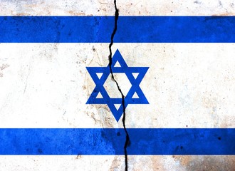 Obraz premium A crack in the monolith. Flag of Israel