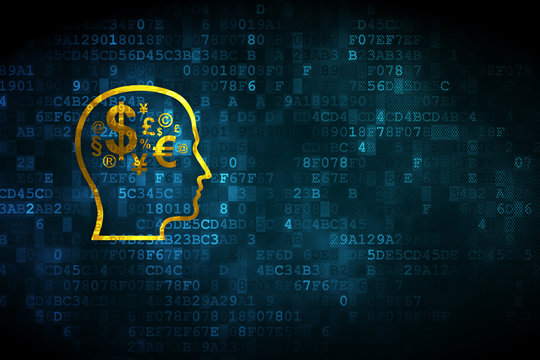 Business concept: Head With Finance Symbol on digital background