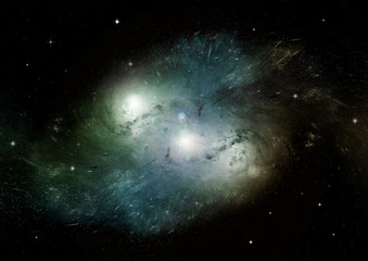 Stars, dust and gas nebula in a far galaxy