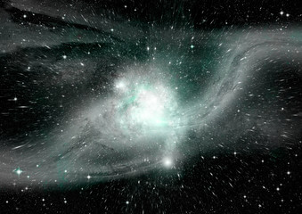 Stars, dust and gas nebula in a far galaxy