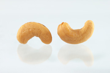 cashew nuts heap on white background