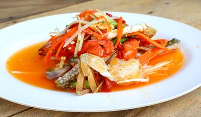 papaya salad with horse crab