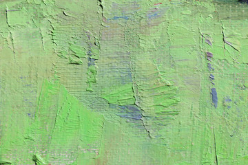 Fototapeta premium Green color abstract art background. Oil on canvas. Rough and express brushstrokes of paint.