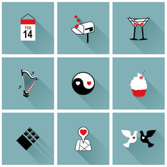 Set of flat design icons for Valentines day