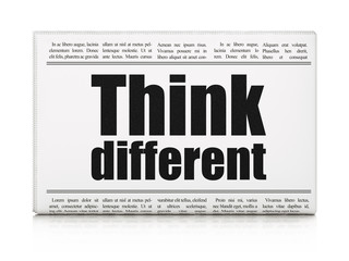 Education concept: newspaper headline Think Different