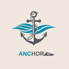 image of anchor symbol with sea waves