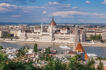 Fototapeta premium Budapest panoramic view from the Castle district of Buda. Hungary