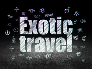 Tourism concept: Exotic Travel in grunge dark room