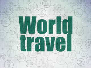 Travel concept: World Travel on Digital Data Paper background