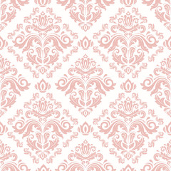 Fototapeta premium Oriental vector classic pink pattern. Seamless abstract background with repeating elements. Orient background
