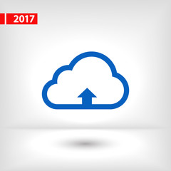 This image represents a cloud upload illustration icon, vector illustration. Flat design style
