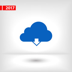 Vector cloud computing download icon, vector illustration. Flat design style