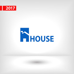 House icon. Sample text, vector illustration. Flat design style 