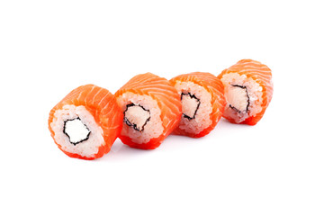 sushi rolls on a white background