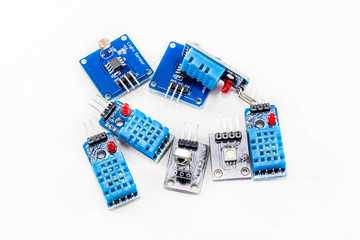 Light sensors on white background